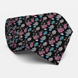 Corbata Patrón de flores y mariposas