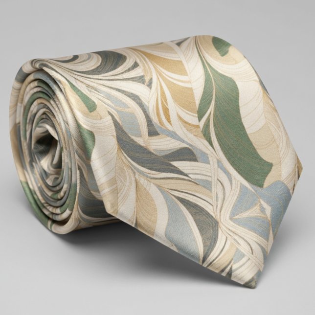 Corbata Patrón de Foliaje Abstracto Beige Verde Salvia (Subido por el creador)