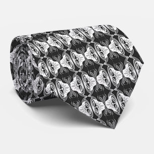 Corbata Patrón de fondo de pantalla Art Deco - blanco y ne