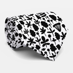 Corbata Patrón de forma de árbol y hoja 051017 - Negro