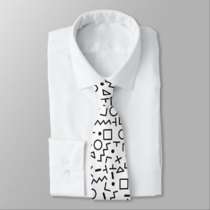 Corbata Patrón de formas retro en blanco y negro de los añ