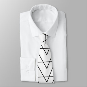 Corbata Patrón de franja de chevron en blanco y negro