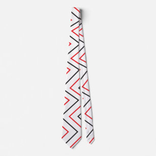Corbata Patrón de franja de chevron vertical negro y rojo