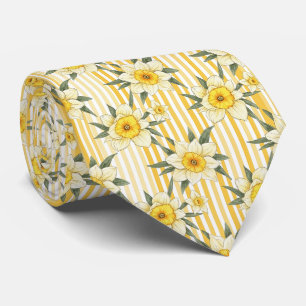 Corbata Patrón de franja floral de narciso amarillo solead