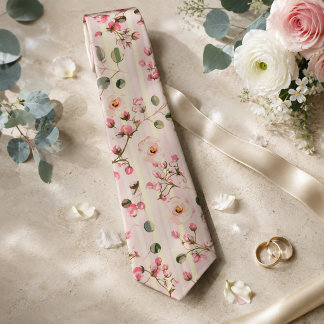 Corbata Patrón de franja floral rosa suave