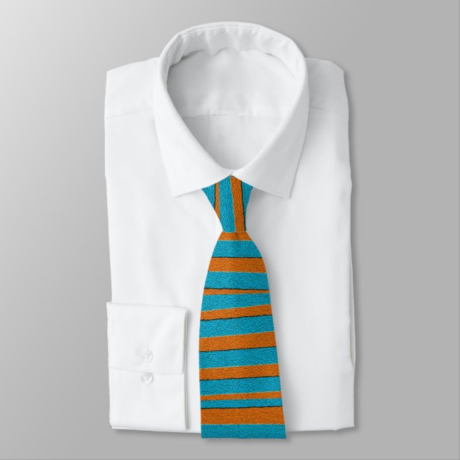 Corbata Patrón de franja irregular naranja y azul (Atado)