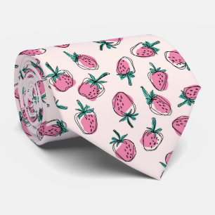 Corbata Patrón de fresa rosa
