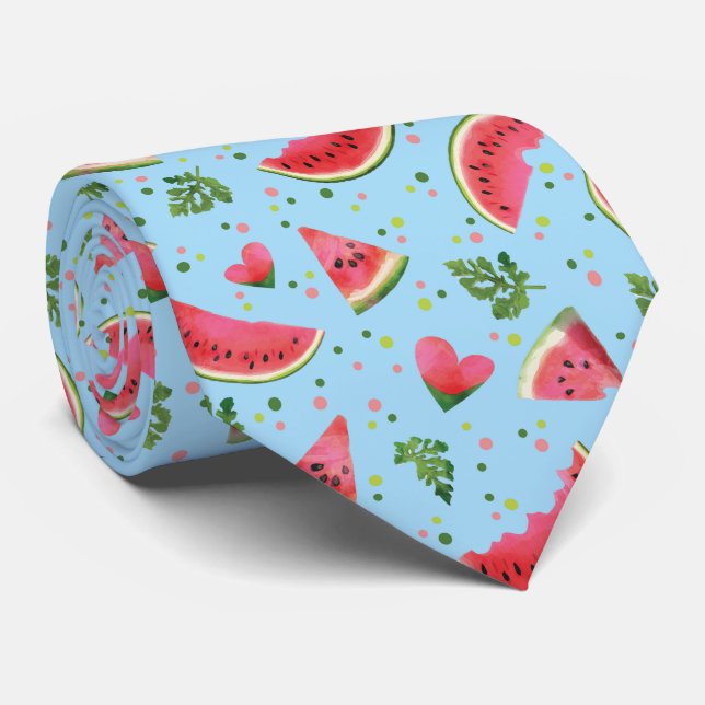 Corbata Patrón de fruta de verano Melaza de agua verde roj (Enrollado)