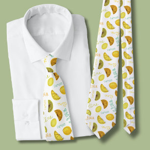Corbata Patrón de frutas de cítricos limón y limón