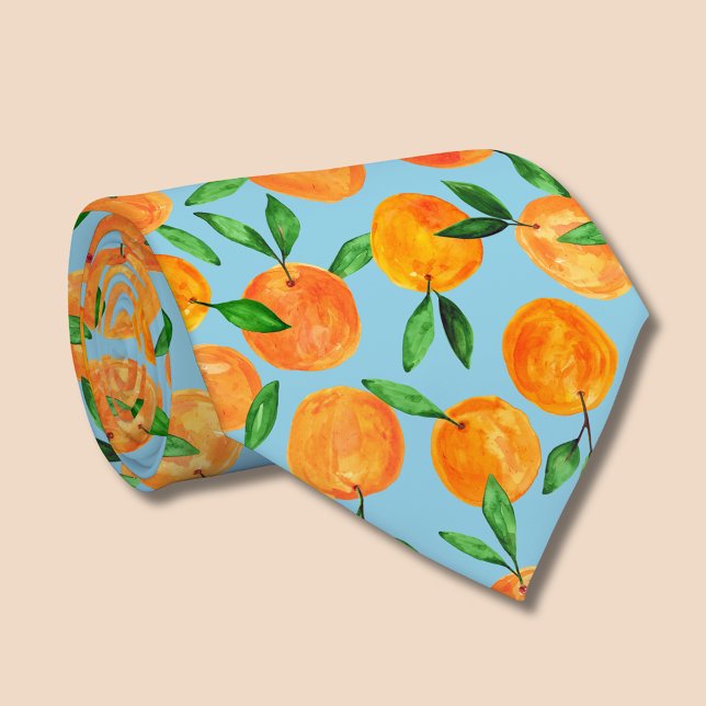 Corbata Patrón de frutas de los naranjas de cítricos (Summer fruit, citrus orange fruit pattern neck tie)