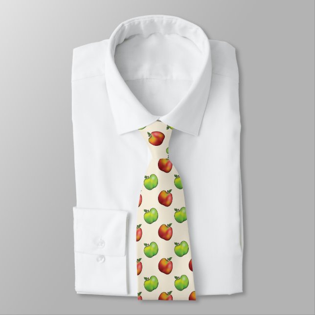 Corbata Patrón De Frutas De Manzanas De Personalizado Rojo (Atado)