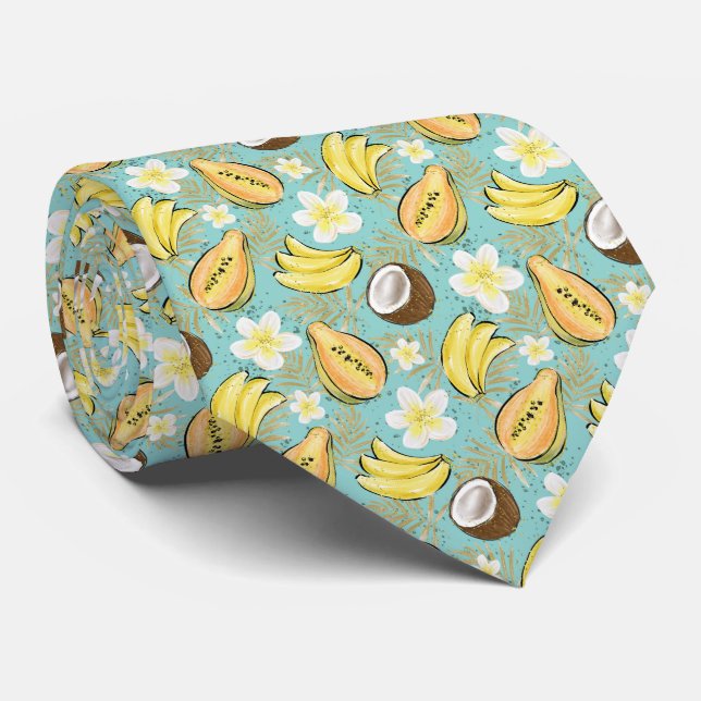 Corbata Patrón de frutas tropicales de verano (Enrollado)