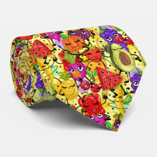 Corbata Patrón de frutos mixtos de baldosas cortas