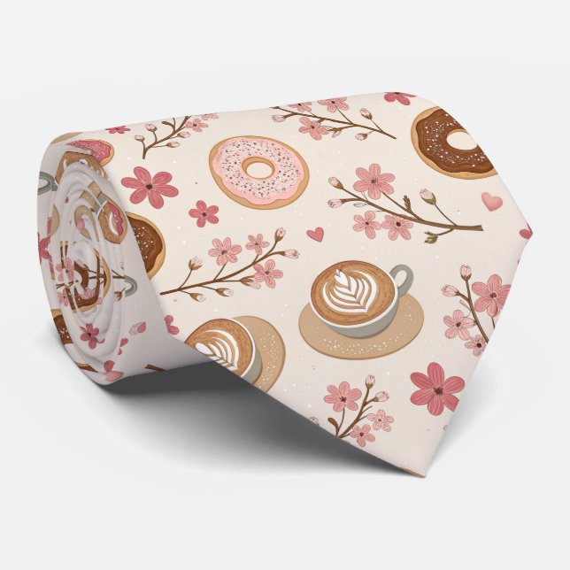 Corbata Patrón de funda de café Flor de Cerezo (3) (Enrollado)