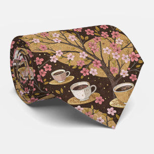 Corbata Patrón de funda de café Flor de Cerezo (8)