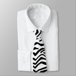 Corbata Patrón De Fur De Cebra Negro Y Blanco