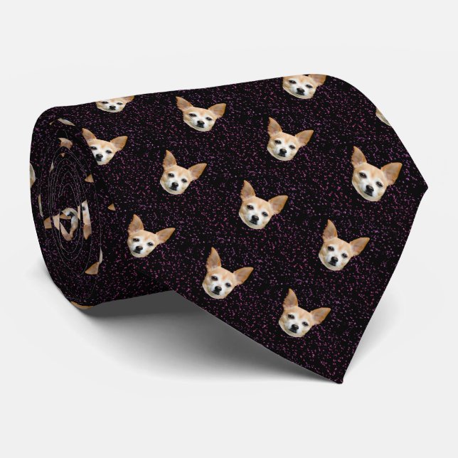 Corbata Patrón de galaxia Purpurina púrpura de perro chihu (Enrollado)