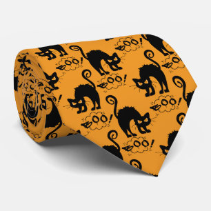 Corbata Patrón de gato asustado amarillo