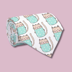 Corbata Patrón de gato floral lindo