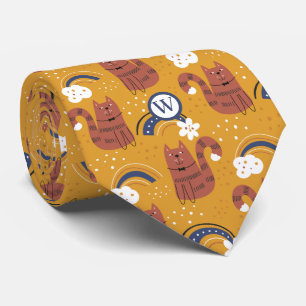Corbata Patrón de gato monograma