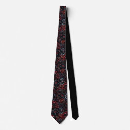 Corbata Patrón de gato negro gótico y flores oscuras