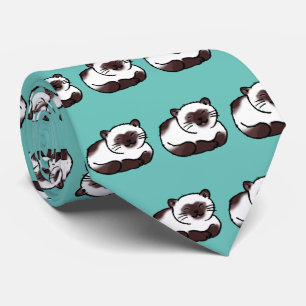 Corbata patrón de gato siamés divertido