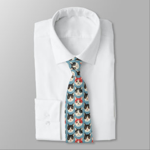 Corbata Patrón de gatos rojos y negros