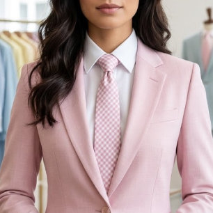 Corbata Patrón de Gingham en Colores Rosa de Bailarina Pre