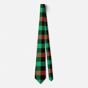 Corbata Patrón de Gingham en rojo, verde y negro