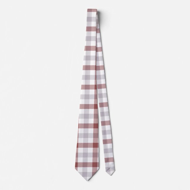 Corbata Patrón de gingham marrón y gris sin costuras (Anverso)