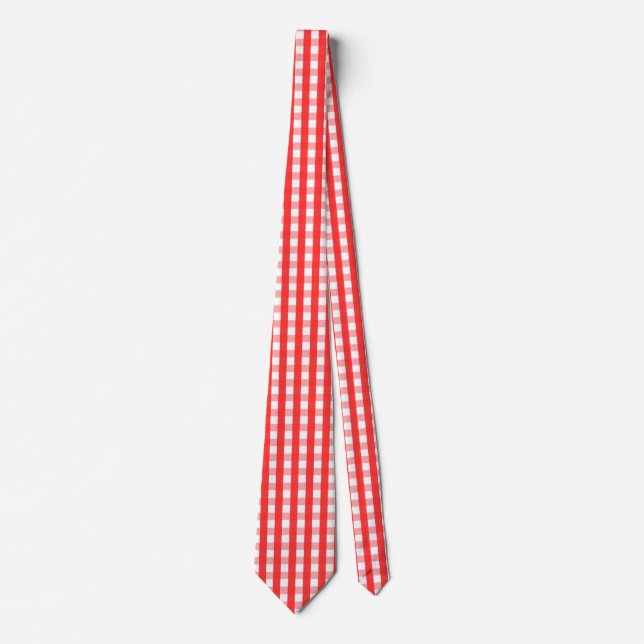 Corbata Patrón de Gingham rojo y blanco (Anverso)