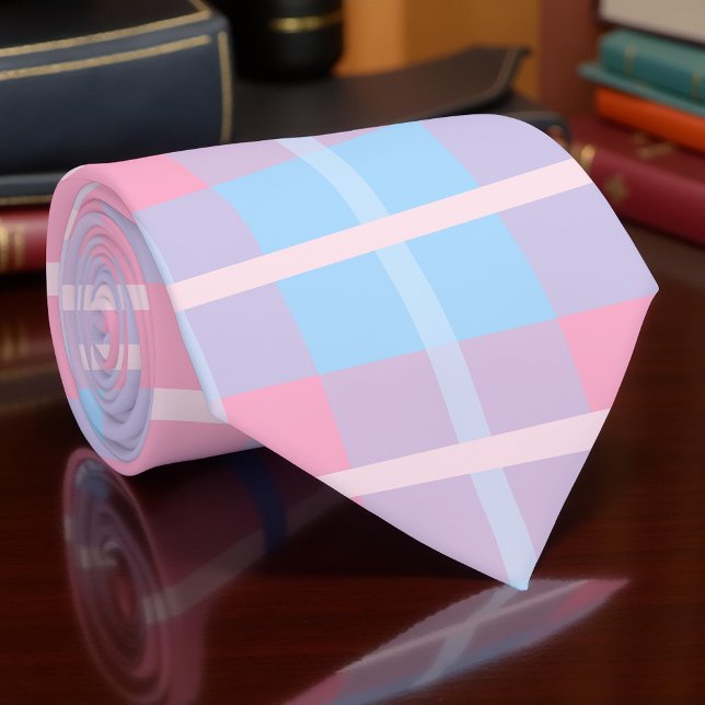 Corbata Patrón De Gingham Tartán De Mega Placa Rosa Y Azul (Subido por el creador)