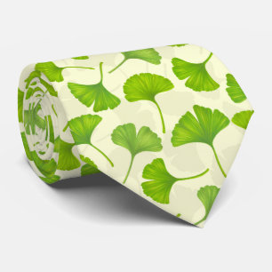 Corbata Patrón de Ginkgo en blanco roto