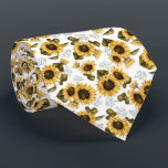 Corbata Patrón De Girasol Amarillo Tejido De Cuello<br><div class="desc">Rústica corbata de cuello floral con ilustracion acuarela de girasoles amarillos con aliento de bebé.</div>