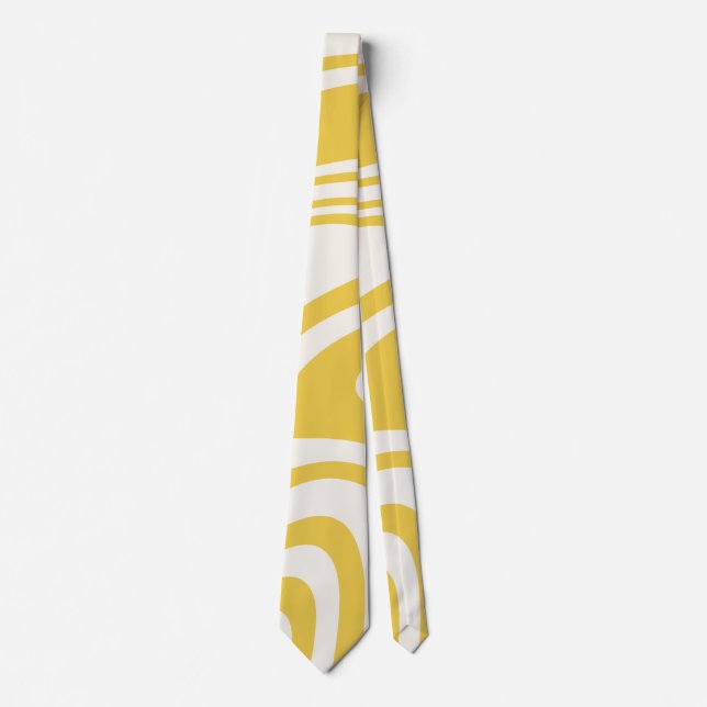 Corbata Patrón De Giro Amarillo Retro (Anverso)