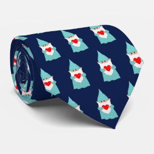 Corbata Patrón de gnomo moderno de Navidad en azul marino