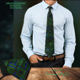 Corbata Patrón de gradiente de diamante verde moderno chic