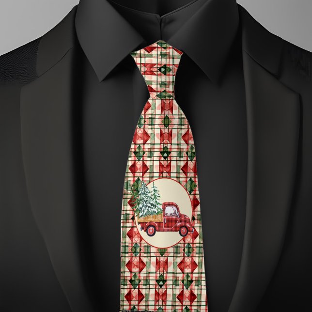 Corbata Patrón de granja rústica de Navidad Camión Rojo (Subido por el creador)