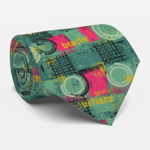 Corbata Patrón de Grunge Abstracto con Formas Geométricas