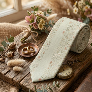 Corbata Patrón de guirnalda botánica vintage