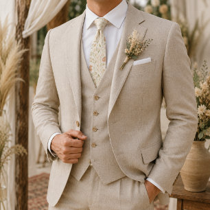 Corbata Patrón de guirnalda botánica vintage