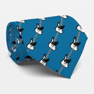 Corbata Patrón de guitarra base eléctrica en blanco y negr