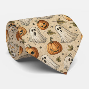 Corbata Patrón de Halloween de fantasías y calabazas