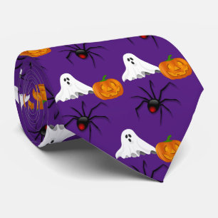 Corbata Patrón de Halloween de Fantasma Araña Calabaza Púr