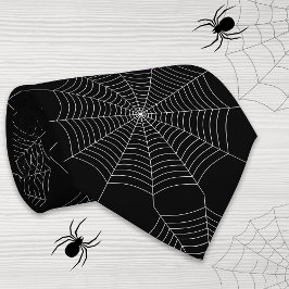 Corbata Patrón de Halloween de telaraña blanca negra