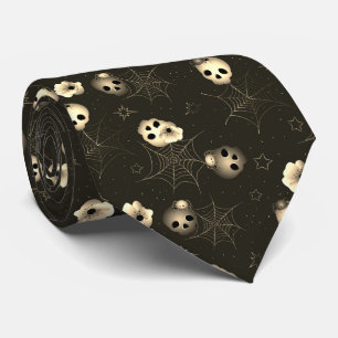 Corbata Patrón de Halloween espeluznante blanco y negro el