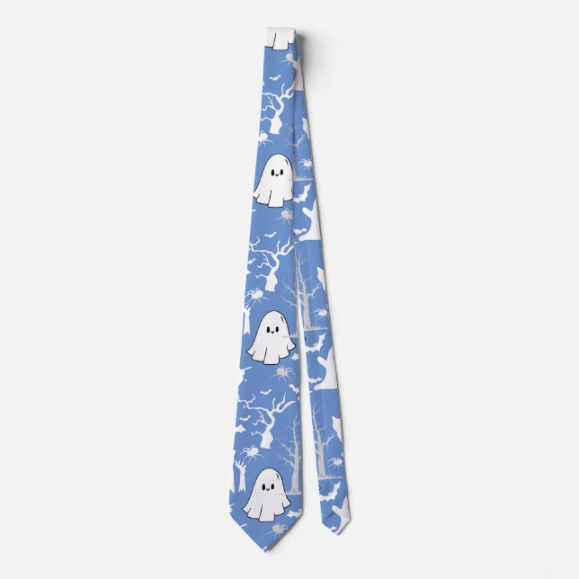 Corbata Patrón de Halloween. Tocante y lindo.b L Blue BG (Anverso)