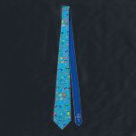 Corbata Patrón de Hanukkah azul divertido<br><div class="desc">Divertido Blue Hanukkah</div>