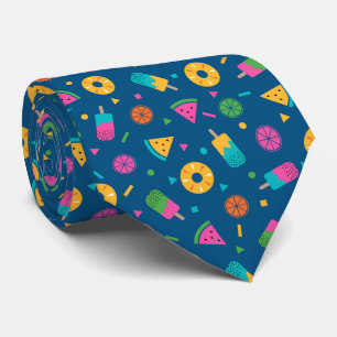 Corbata Patrón de helado de verano colorido azul