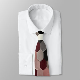 Corbata Patrón de hexágono en colores otoñales gris y burg